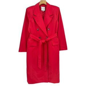 Bagatelle Collection New York Red Double Breasted Trench Coat Size XL